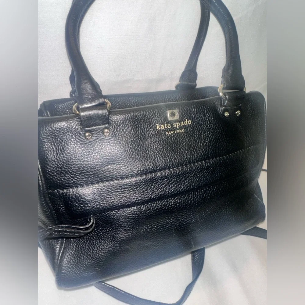 Kate Spade Pebbled Black Leather Satchel with Removal Strap - Picture 2 of 9